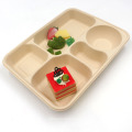 5-Compartment Bagasse Trays Disposable Natural Healthy Lunch Plate Made Of Sugarcane Fibers